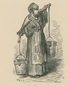 Een vrouw met twee emmers door Gustave Dore